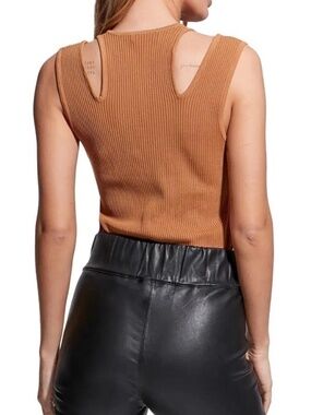 $208 - AS by DF Poesia Shoulder Cutout Rib Top in Clay Size XS and S